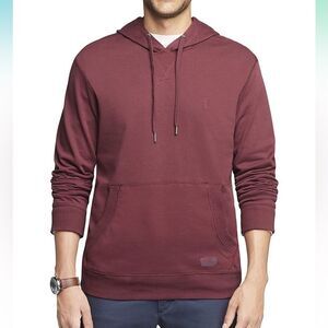 IZOD Saltwater French Terry Roomy Hoodie Maroon Size Medium 100% Cotton